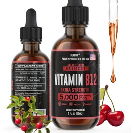 HERBIFY Vitamin B12 Methylated Multivitamin Energy Supplements for Women & Men - Liquid B12 Vitamins 5000 Mcg Methylcobalamin - Energy Support and Immune Health Liquid Vitamin 2 Oz