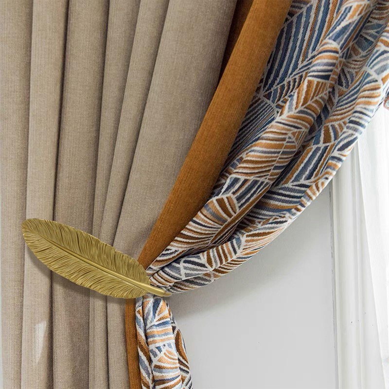 Woogim Feather Curtain Holder Wall Hook 2 PCS with Screws,U-Shaped