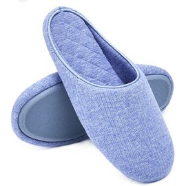 Pointelle Closed-Toe Slippers Blue Large