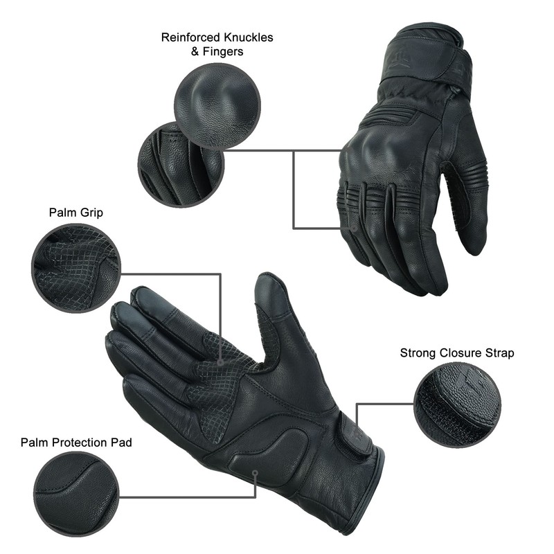 Goatskin Leather Motorcycle, Biker, Riding, Cruising, Touring, Motorbike Hard Knuckle