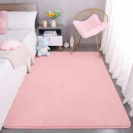 Keeko Area Rugs for Living Room Bedroom 5x8 Pink, Soft Modern Large Rugs Indoor Non Slip Fluffy Rug Minimalist Low Pile Washable Carpet Rug for Kids Boys Girls Dorm Classroom Nursery Home Decor