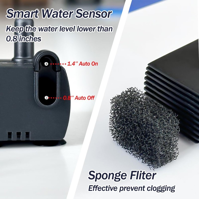 Automatic Small Sump Pump with Water Sensor, 8 FT Lift