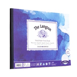 Daler-Rowney The Langton Rough 300 gsm A4 Watercolour Paper Pad, Glued 1 Side, Acid-free, 12 Natural White Sheets, Ideal for Professional Artists