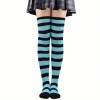 Sock Panda Striped Patterned Socks (Thigh High) Bright Blue and