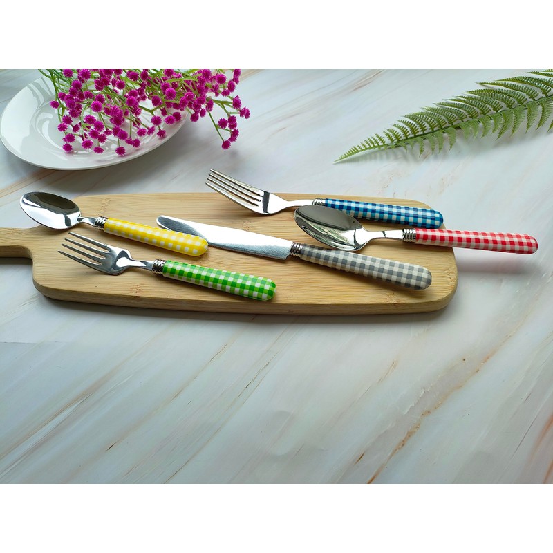 Exzact 20 Piece Stainless Steel Checked Handles Cutlery Set Dishwasher