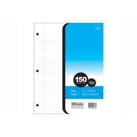 BAZIC Filler Paper Loose Leaf Papers 150 Sheet, College Ruled 3 Hole Punched for Ring Binders, for Office School Student Writing, 1-Pack