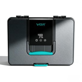 VGR 840 Barber Tool Storage Box with 365nm Light Technology, USB Powered Professional Organizer for Clippers, Trimmers, Guards & Barber Accessories, LED Display, Multi-Compartment Design