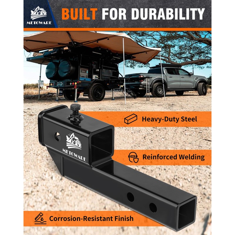 METOWARE Trailer Hitch Extender Fits 2" Receiver 2" Drop/Rise 7500
