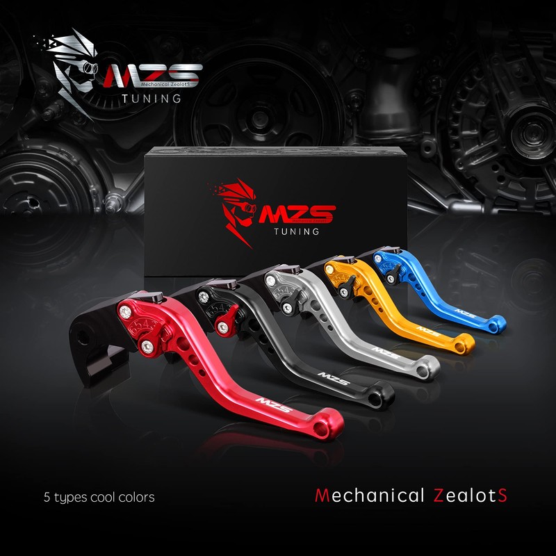MZS Black Motorcycle Brake Clutch Levers Adjustable Short CNC Compatible