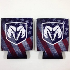 2 Dodge RAM Fan Beer Can Cooler Coozie Koozie USA Flag Gift QTY 2