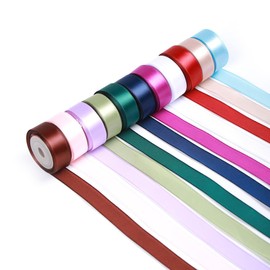 Velwave 5/8 Inch X 12 Colors Rainbow High Density Polyester Grade A Single Faced Satin Ribbon Set for Wrapping Crafts Party Decoration Gift Wedding Birthday 12 Rolls Total 60 Yards (12 Colors, 5/8”)