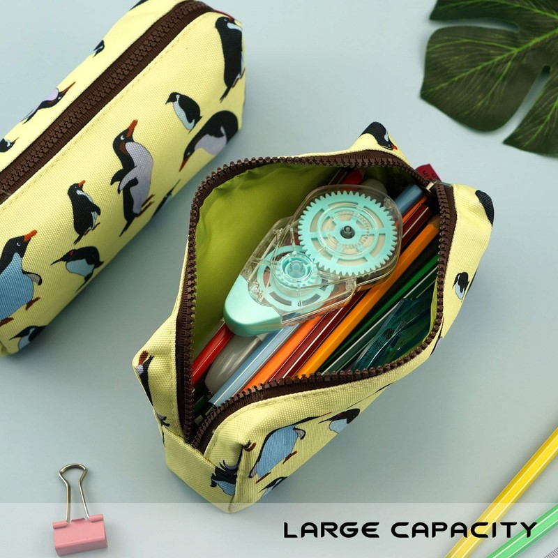 LParkin Penguins Canvas Pencil Case Pen Bag Pouch Stationary Case
