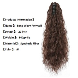 22" Claw Clip Ponytail Extension for Women Long Wavy Pony Tails Hair Extensions Fluffy Natural Looking Synthetic Clip in Ponytail Hairpiece for Daily Use