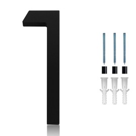 6 inch Modern 3D House Numbers, BetterJonny Balck Acrylic Anti-Rust House Numbers Garden Door Mailbox Decor Number with Matching Screw for Home Decoration, Number1
