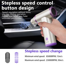 Compressed Air Duster,Mini Air Duster Metal Design Enhanced Powerful 250000RPM,Infinite Speed Adjustment Wind - Portable Air Duster,No Canned Air Duster,Electric Air Blower for Cleaning Keyboard&PC