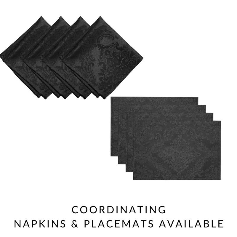 Elrene Damask Tablecloth, Polyester, Black, 60" X 84" Oval