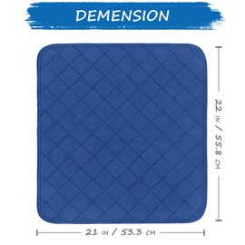 Waterproof Chair Pads for Incontinence Washable, 22" x 21" Under Pads for Adults Washable, 2 Pack Incontinence Chair Pads, Wheelchair Reusable Seat Pads Cover for Men, Women, Adults, Navy