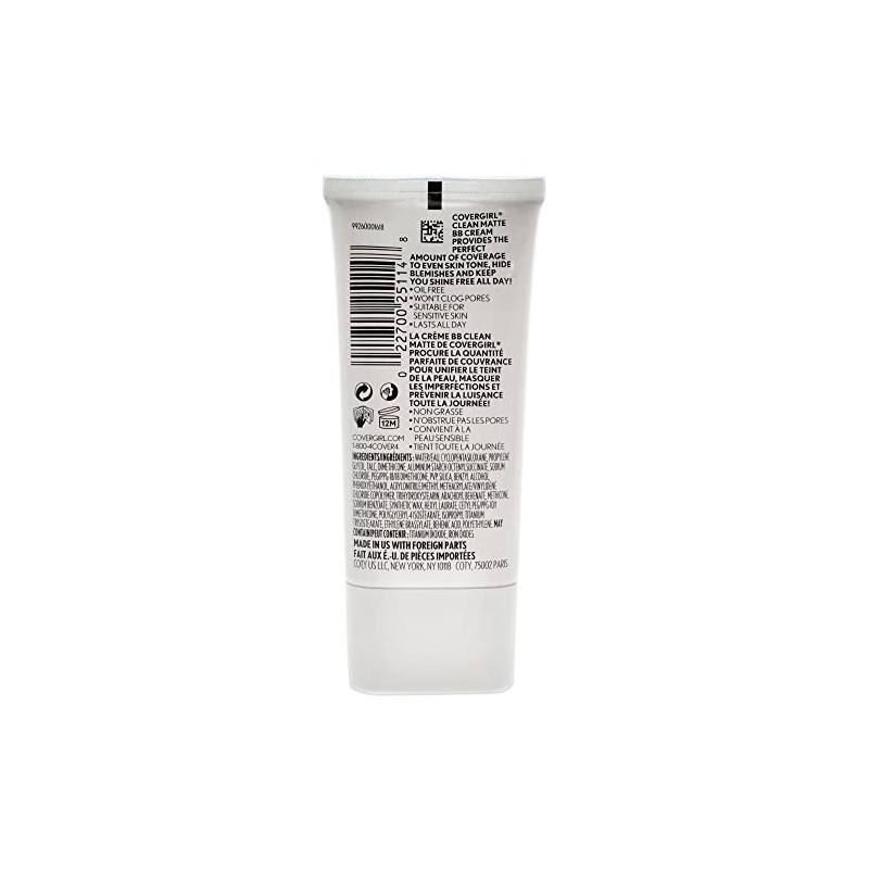 COVERGIRL Clean Matte BB Cream Medium 540 For Oily Skin,