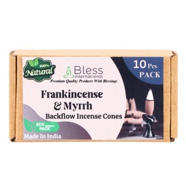 Bless-International Frankincense-and-Myrrh-100%-Natural-Incense-Backflow-Cones-for-Waterfall Handmade-Organic-Chemicals-Free for-Purification-Relaxation-Positivity-Meditation The-Best-scents-10-Count