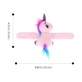 ibasenice Plush Unicorn Slap Bracelets - Stuffed Animal Snap Wristbands Toy Furry Unicorn Wrist Cuffs Fuzzy Unicorn Bracelets