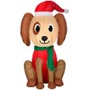 3.5' Gemmy Airblown Inflatable Christmas Sitting Dog w/Santa Hat