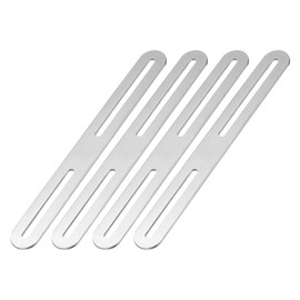 PATIKIL 8 23/50" Adjustable Flat Mending Plate with Slot, 4 Pcs Slidable Slotted Flat Straight Mending Plate Support Brace Brackets for Wood Furniture, Silver