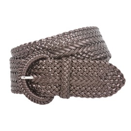 2 Inch Wide Hand Made Soft Metallic Woven Braided Round Belt, Bronze | s/m (28"-30" waist)