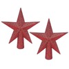 YYCRAFT 4 Inch Glitter Star Tree Topper Christmas Decoration-2 Pack,Red