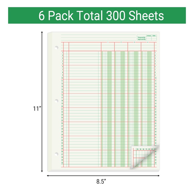 suituts 300 Sheets Columnar Analysis Pads 4 Column Accounting Paper,