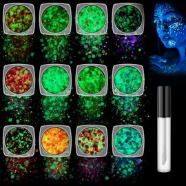 Glitter for Face,12 Colors Face Glitter - Portable Carnivals Supplies, Festive Makeup with Quick Drying Glue for Nightclub