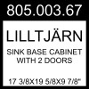 IKEA LILLTJÄRN Sink Base Cabinet With 2 Doors 805.003.67