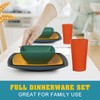Teivio 48-piece Wheat Straw Square Dinnerware Set for 12, Unbreakable