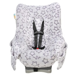 Niko Easy Wash Children's Car Seat Cover & Liner -Minky -Silver Star -Perfect for Winter Weather-Universal Fit -Crash Tested -Waterproof SEAT Bottom -Easy to Clean -Machine Washable