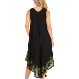 Sakkas 40SE Sundari Caftan Tank Dress/Cover Up - Black/Green - OS