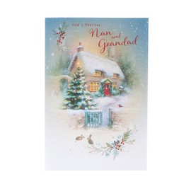 Nan and Grandad Christmas Card - Christmas Card for Grandparents - Traditional Christmas Scene Design