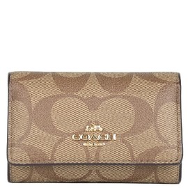 Coach F77998 IME74 Women's Drawstring Wrapped, Gift Set, Key Case, Signature Outlet, IME74 (khaki x saddle 2)