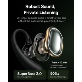 Baseus Eli Sport 2 Open-Ear Headphones Wireless Earbuds,Secure Earhook Sport Design,Ultra-Comfort,4-Mic Clear Calls, IP57 Waterproof,45H Play, Bluetooth 6.0 Earhook Fit Running Workout Gym -Black