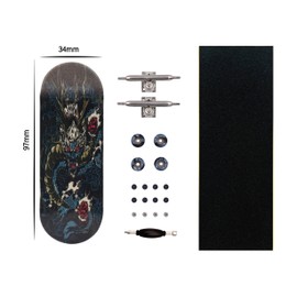 RACOFSB Pro Fingerboard 34mm Wooden Board Professional Finger Skateboard Trucks CNC Swirl Wheels (Dragon)