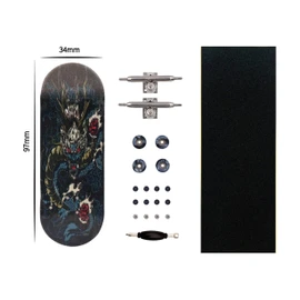 RACOFSB Pro Fingerboard 34mm Wooden Board Professional Finger Skateboard Trucks CNC Swirl Wheels (Dragon)