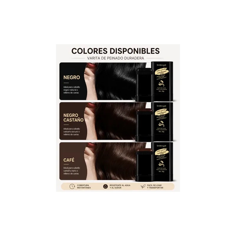 Tinte En Barra Para Cabello Cubre Canas Con Peine 20g