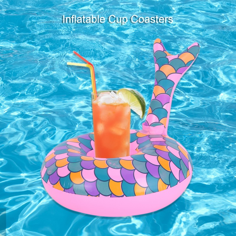 10pcs Inflatable Floating Drink Holders Beverage Cup Coasters for Swimming