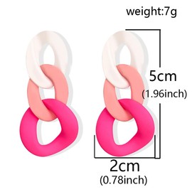 DIYANMMY Charm Elegant Hollow Color Chain Acrylic Geometric Temperament Dangle Drop Earrings Bohemian Minimalist Hypoallergenic Jewelry Gift (White Pink Pink)