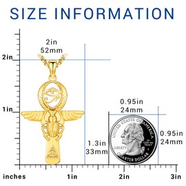 Gold Ankh Necklace for Women Men 925 Sterling Silver Pendant Eye of Horus Eye of Ra All Seeing Eye Pyramid Scarab Spiritual Cross Jewelry Gifts for Her Him Anniversary Birthday Faith 10K 14K 18K 24K