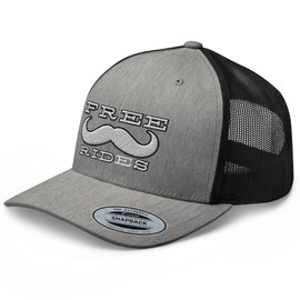 RIVEMUG Free Mustache Rides Trucker Hat Curved Bill Mid Crown Adjustable Funny Cap Heather/Black
