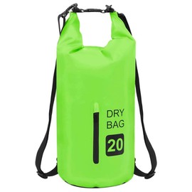 Udorich Lightweight Waterproof Dry Bag with Zipper for Outdoor Activities, 5.3 Gallon Capacity, Green and Black