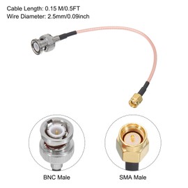 QUARKZMAN RG316 Coaxial Cable SMA Male to BNC Male with Adapter Low Loss RF Coaxial Cable 0.5 ft Orange Pack of 1