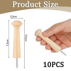 Pack of 10 Wooden Hooks, Long Wooden Hooks, Wooden Clips, Towel Hooks, Clothes Hanger Hooks, Key Hooks for the Wall, Storage Hooks Behind the Door, Suitable for Entrance, Kitchen, Bathroom