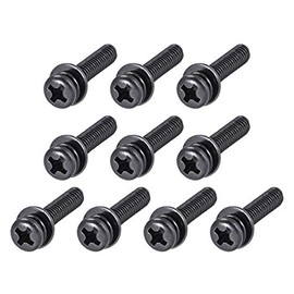 uxcell M4 x 40mm Carbon Steel Phillips Pan Head Machine Screws Bolts Combine with Spring Washer and Plain Washers 10pcs
