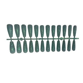 SUIOPPYUW 24 Pieces False Nails Shimmering Powder Full Cover Extra Long Press on Fingernail Patch Glitter Nail Tips for Home Salon, Blue