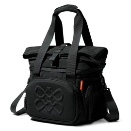 Pofolia Dual Compartment Insulated Lunch bag, with 2 Leakproof Compartments & Roll-top, 13L lunchbox for work (Black)